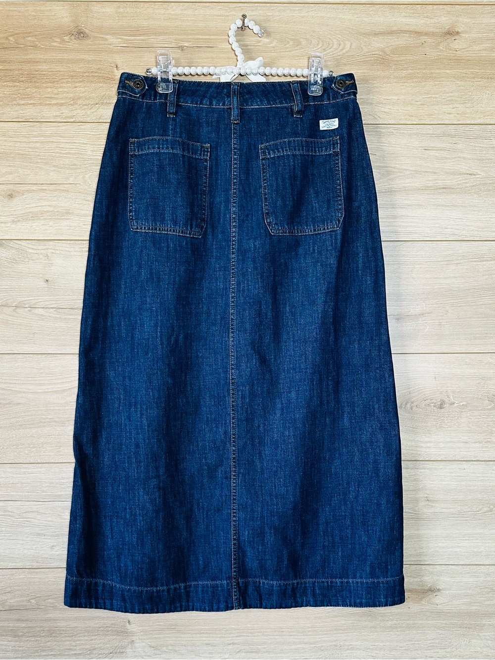 Ralph Lauren Dark Blue Denim Skirt with Contrast Stitching